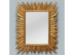 Miroir soleil convexe rectangulaire doré 24x29cm