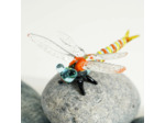 Figurine Miniature Libellule Orange Verre 7x7x3cm