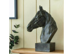 Tête de cheval noire polyrésine 33x15x40cm