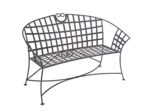 Banc de Jardin en Fer Plein Marron Vieilli à Motif Quadrillé 130x57x83cm