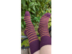Chaussettes CHILL - 80% mohair / Rayée Prune & Terra cota