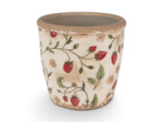 Pot de fleurs Fraises beige rouge céramique 14x13x13cm