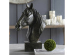 Tête de cheval noire polyrésine 33x15x40cm