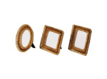 Ensemble 3 mini cadres photo résine dorée 11x11cm