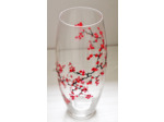 Joli vase peint à la main ou une guirlande de fleurs de cerisiers du japon sillonne la paroi du vase, original, signé et numéroté