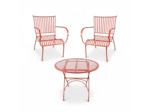 Ensemble table et 2 chaises fer rouge 61x50cm