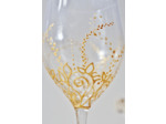 Duo de verres à vin en cristal peints à la main décorés de feuilles dorées, les verres peuvent être personnalisées  pièces uniques