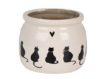Pot de fleurs chat céramique beige 12x12x10cm