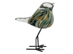 Oiseau décoratif émeraude doré verre 12x7x15cm