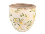 Pot de fleurs citron jaune céramique beige 19x19cm