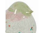 Presse papier oiseau verre blanc vert rose 11x7x6cm
