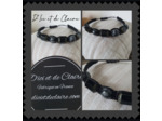 Bracelet Shamballa 7 perles d'obsidiennes mouchetées et verre