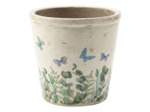 Pot de fleurs beige céramique papillon 21x20cm