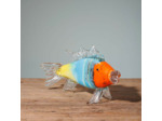 Statuette poisson allongé verre 17x31x6cm