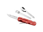 Set de couverts camping pliant inox - Couteau multifonction rouge
