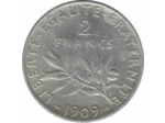 FRANCE 2 FRANCS SEMEUSE 1909 TTB-