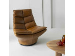 Fauteuil pivotant cuir marron Achille 96x86x87cm
