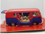 VOLKSWAGEN T1 TRANSPORTER ROUGE ET BLEU VOITURE A FRICTION 1/32 BOITE D'ORIGINE