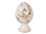 Décoration œuf sur pied céramique beige rose 12x12x19cm