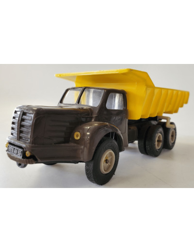 BERLIET TRACTEUR TBO 15 BENNE TP MARRON ET JAUNE NOREV PLASTIQUE 1/43 SANS BOITE