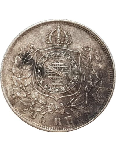 BRESIL 200 REIS 1868 PEDRO II TTB (W471)