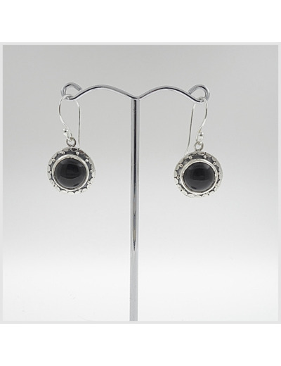 Boucles d'oreilles Onyx et Argent Massif