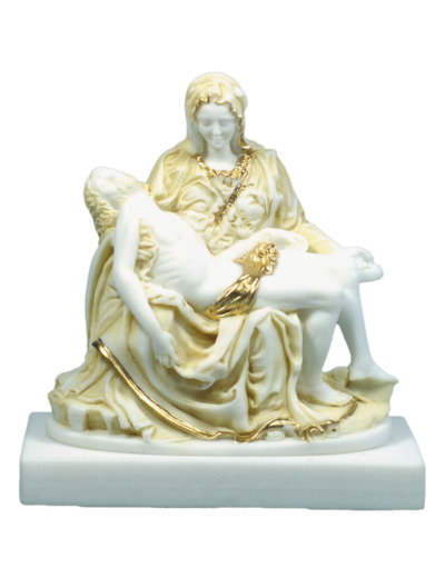 Pieta de Michel Ange -Statue en albâtre 18cm -Beige et Or