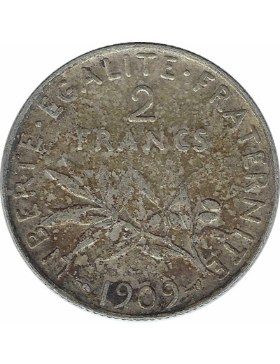 FRANCE 2 FRANCS SEMEUSE 1909 TB+ N2