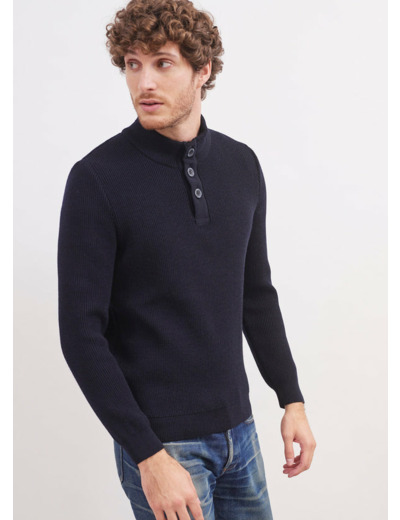 Pull col montant boutonné Bourboule 100% laine SAINT JAMES