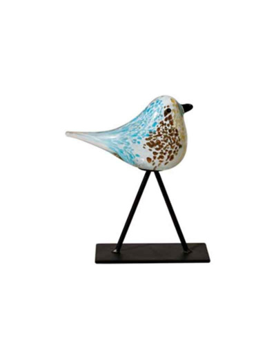 Silhouette oiseau bleu verre sur pied