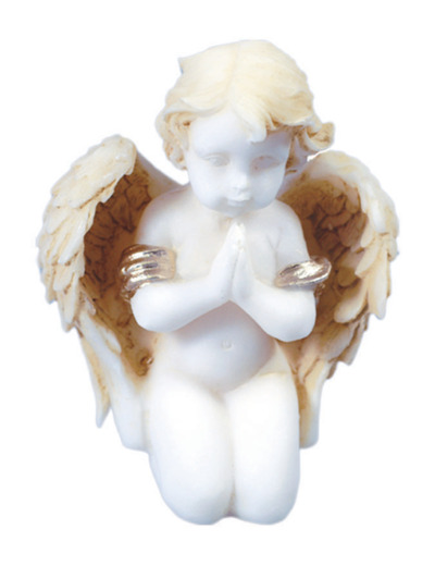 Statue en albâtre 9cm - ANGE PRIANT Beige et Or