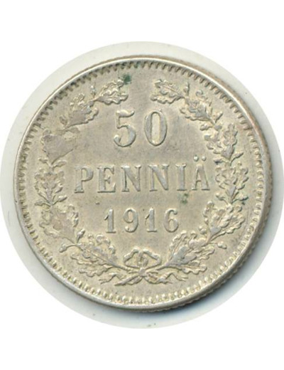 FINLANDE 50 PENNIA 1916 NICHOLAS II TTB+(W2.2)