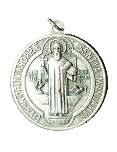 Médaille 25mm en Métal Argenté - St Benoît