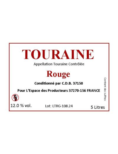 AOC Touraine Rouge – Bag-In-box 5 Litres