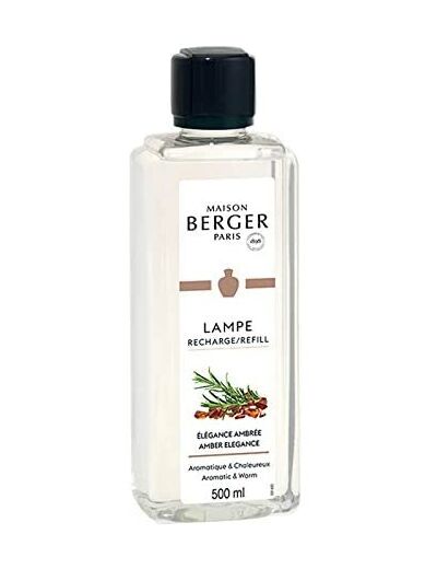 Parfum ELEGANCE AMBRéE - 500 ml - Recharge de parfum pour Lampe Berger