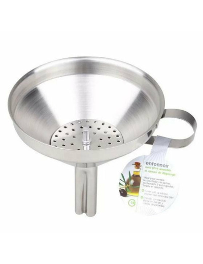 ENTONNOIR AVEC FILTRE AMOVIBLE ET RAINURE DE DEGAZAGE