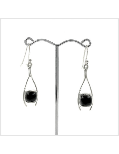 Boucles d'oreilles Onyx et Argent Massif