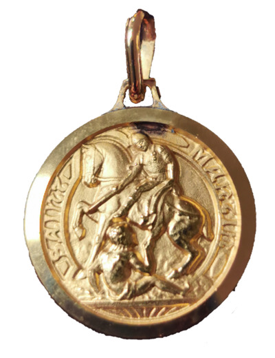 Médaille 15mm en Plaqué Or  -  MARTIN A CHEVAL