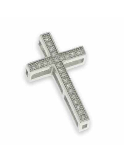 Croix pendentif en Argent 925 et Zirconiums- 2,3x1,3cm