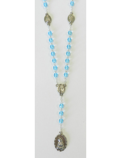 Chapelet argenté en verre ND DES 7 DOULEURS - BLEU