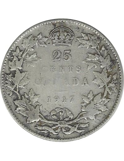 CANADA 25 CENTS 1917 TB