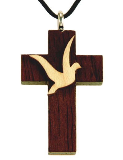 Croix en Bois d'Erable Vernis 3,5cm avec Cordon - COLOMBE