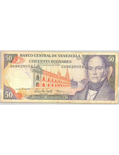 VENEZUELA 50 BOLIVARES 05-06-1995 SERIE U TB+ (stylo)