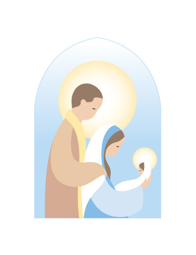 Sainte Famille, fond bleu 13x9cm