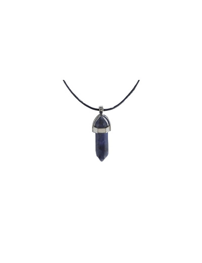 Collier Pointe en Sodalite avec cordon noir
