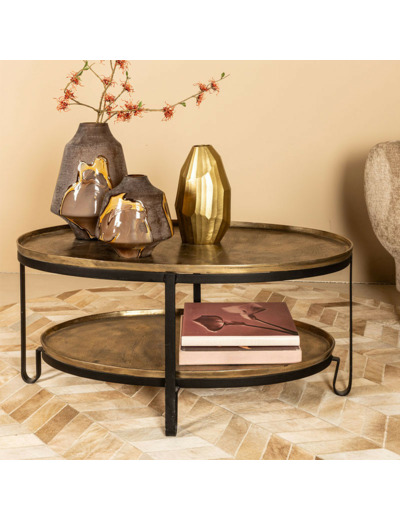 Table basse ovale aluminium Kae 97x59x45cm