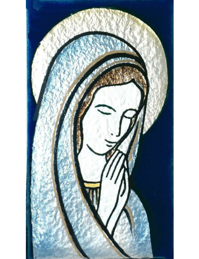 Vierge orante bleu 7X4cm - EMAUX DU LIBAN