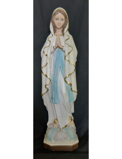 Vierge de Lourdes 40cm résine polychrome PEINTE MAIN