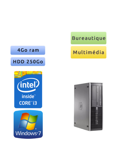 Hp 6200 Pro SFF - Windows 7 - i3 4GB 250GB - PC Tour Bureautique Ordinateur