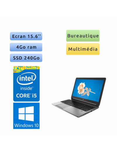 HP ProBook 650 G1 - Windows 10 - i5 4Go 240Go SSD - 15.6 - Ordinateur Portable PC